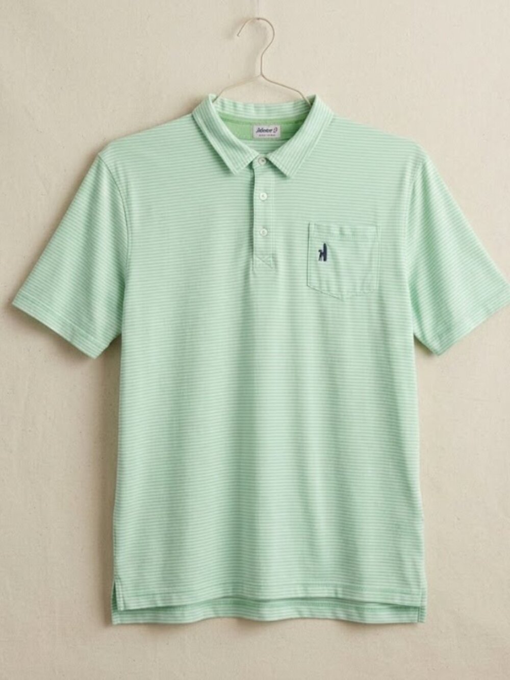 Boy's Johnnie-O Light Mint Green Striped Pocket Polo
